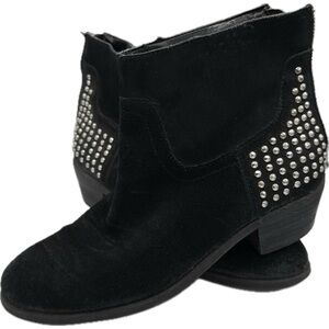 MARC FISHER Zen Black Suede Ankle Boots with Studded Details Sz 7
